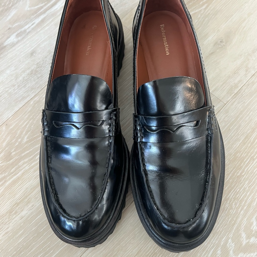 Reformation Glossy Black Men's Slip-On Loafers
